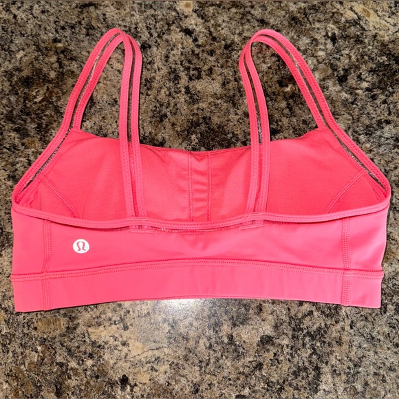Lululemon Straight Up Bra in Pink Lemonade with Clear Sheer Straps - Size 6 - Picture 7 of 10